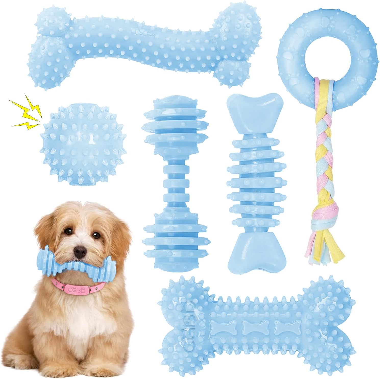 6 Pack Red Dog Chew Toys, Small Dog Teething Toys, Dental Health & Interactive Play
